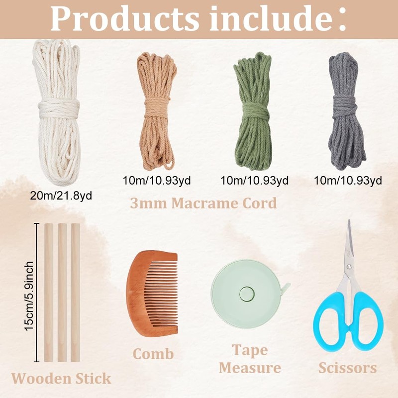 PLIGREAT 3 Sets DIY Macrame Leaves Wall Hanging Kit Macrame