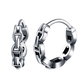 Yumilok Fashion Stainless Steel Chain Earrings Hoops for Men Creative Chain Link Creole Earrings Diameter 1cm Accessories Jewellery for Teenager