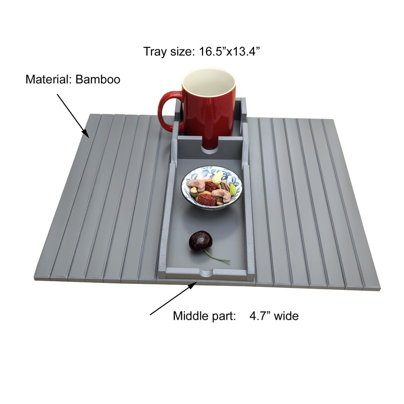 BAMJIUHAO Bamboo Sofa Armrest Tray - Couch Arm Tray with