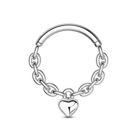 COCAHRM Heart Lock Septum Rings 16G Silver Septum Jewelry Surgical Steel Daith Rook Jewelry Cute Helix Daith Earrings for Women Men