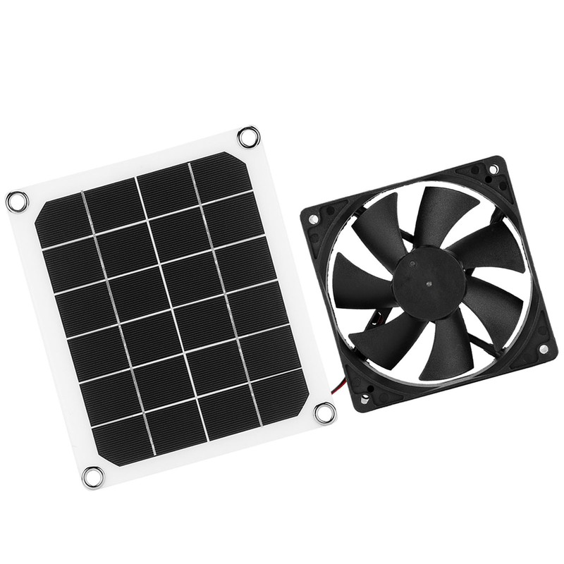 6V 10W Outdoor Solar Power Panel Exhaust Fan USB Charging