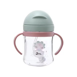 Toddler Water Bottle Sippy Cup Weighted Straw, Trainer Cup with Handles 6+, Non Spill Toddler Sippy Cup, Baby Water Bottle, Leakproof [250ml Olive Green]