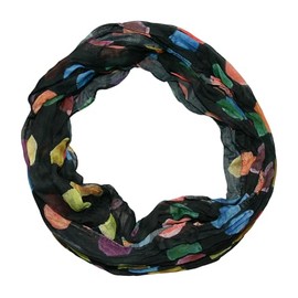 beybey Women's Silk Loop Scarf in Beautiful Colours and a Batik Dots Loop Scarf to Fall in Love Silk Scarf (dx Black)