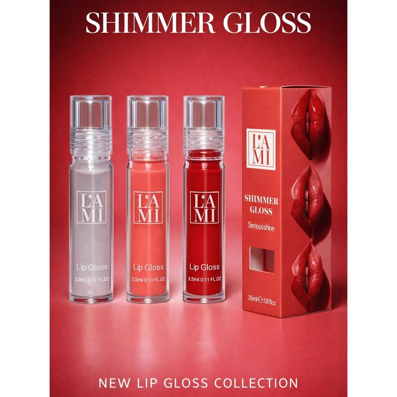 Lami Shimmer Gloss, High Gloss Lip Gloss, Moisturising Formula, Light