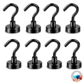 Magnetic Hooks, Super Strong, Fixed Type, Set of 8, Strong Magnet, Magnet, Hook, Stainless Steel, Simple, Rust Resistant, Rustproof, Waterproof, Wall Hook, For Kitchen, Kitchen, Office, Bath,