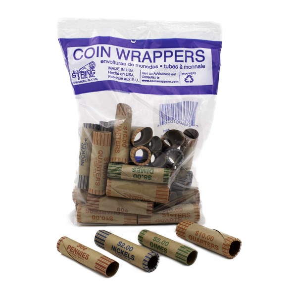 Assorted Pre-Formed Coin Wrappers (36 Pieces)