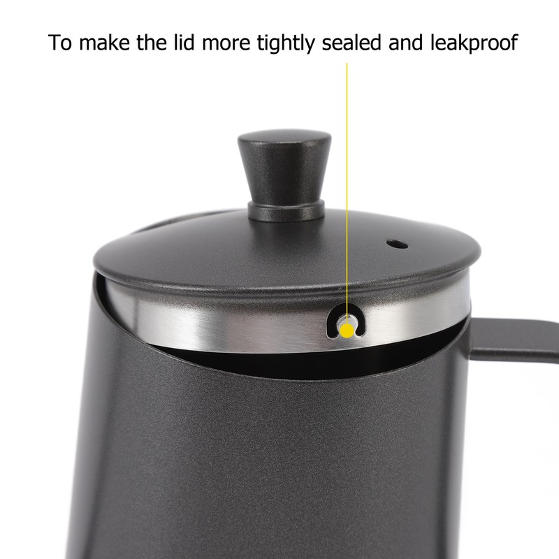 Long Narrow Coffee Kettle Black Stainless Steel Rustproof Small Pour