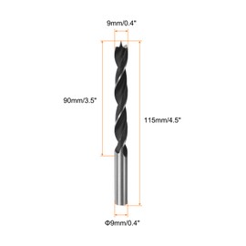 HARFINGTON 2pcs Brad Point Drill Bits 9mm(23/64") Dia Straight Steel Round Shank Drill Metric Brad Point 3.5" Drilling Depth Spiral Twist Drill Bits for Carpenter Woodworking Plastic Rubber