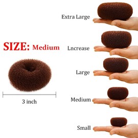 Hair Donut Bun Maker, Ring Style Bun, 2PCS Chignon Hair Medium Doughnut Shaper for Short and Thin Hair (Medium, 3 Inch/Brown)