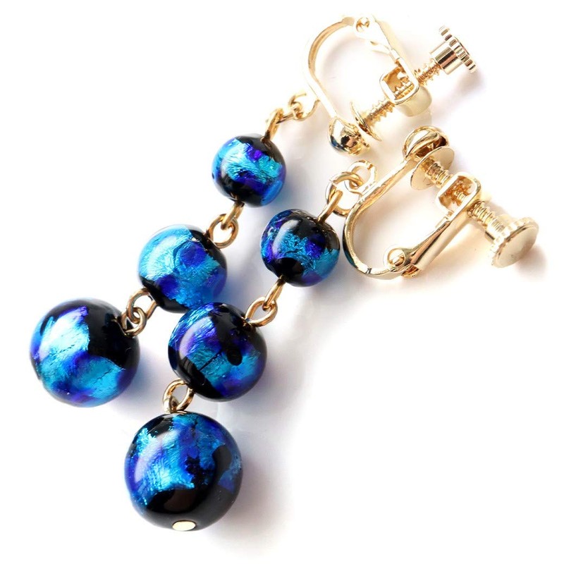 Gold Stone Firefly Glass Earrings, For Both Ears, Swing, Okinawa,