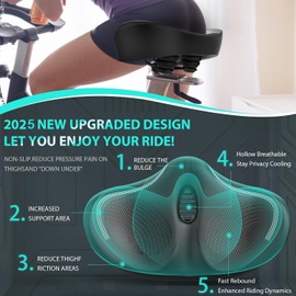 Oversizd Bike Seat, Premium Stationary Comfortable Extra Large Bikes Seats for Women Men, Waterproof Adults Wide Bicycle Seat for Peloton, Spin Bike, Exercise Bike, Cruiser Bike