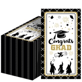 2023 Congrats Grad Napkins for Graduation Party Supplies Black Congratulate Graduation Themed Luncheon Paper Napkins Disposable Graduation Party Table decorations (50 Pack)