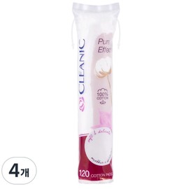 Cleanic pure cotton round cotton pads, 120 sheets, 4 pieces / 클레아닉 순면 원형 화장솜, 120매입, 4개