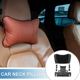 A ABSOPRO Car Neck Pillow Breathable Car Seat Headrest Pillow Cushion Pillow for Neck Back Memory Foam Faux Leather ABS Black