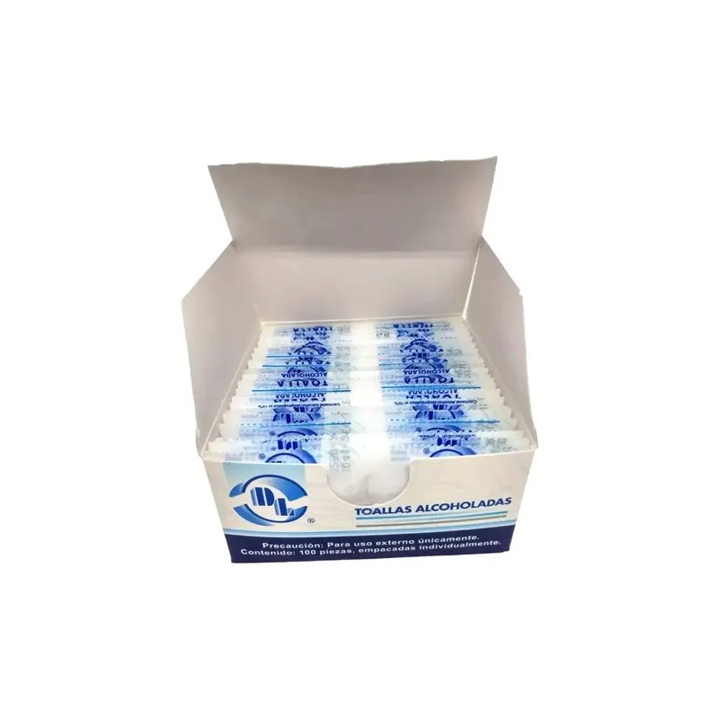 Toalla Alcoholada Para Piel Caja Con 100 Sobre Individual