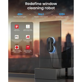 BNZ Smart Window Cleaning Robot, Twin Turbo & Dual Auto-Spray Window Cleaner with Multiple Safety System, AI Path Planning, Frameless Edge Detection, K1 (Matt Black)