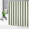 LB Sage Green and White Striped Fabric Shower Curtain for