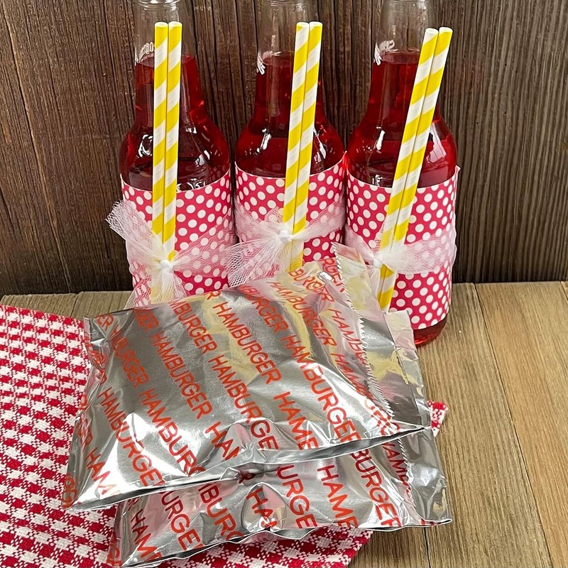 Bits N Things Large Foil Hamburger Printed Bag 6" x