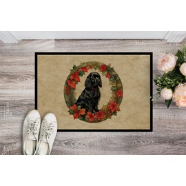 Caroline's Treasures DAC2345JMAT Cocker Spaniel Christmas Flowers Doormat Front Door Mat Indoor Outdoor Rugs for Entryway, Non Slip Washable Low Pile, 24H X 36W