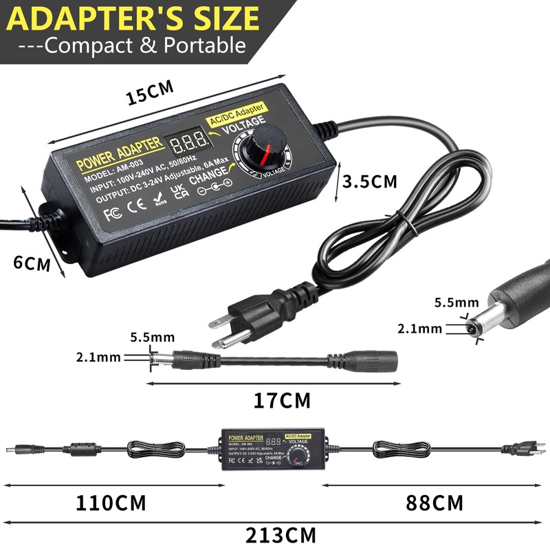 3V~24V 6A 144W Adjustable Power Supply 3V 5V 6V 9V