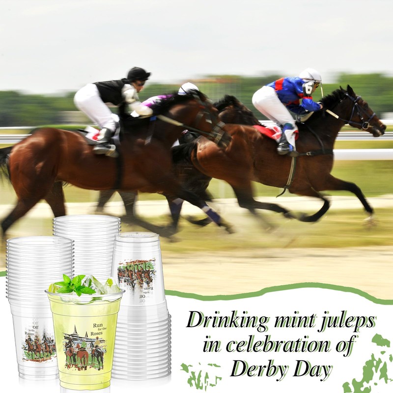 Pickmesh 100 Pcs Derby Plastic Cups Bulk Thick 12 oz