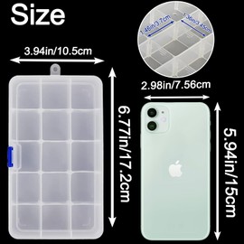 DARUITE 15 Grids Craft Storage Boxes with Compartments, Plastic Bead Storage Box,Storage Organiser with Lid for Beads Earring Fishing Hook Small Accessories(3 PCS)