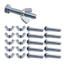 TA-VIGOR 10Pcs Wing Nut & Bolt, M10*50mm Butterfly Wing Screws, Zinc Plated Threaded Design Screw Bolts, WingNuts & Hexagonal Bolts for DIY Projects, Industry Mechanical Work, Secure Fastening