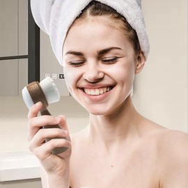 Double Sided Face Cleansing Brush,Manual Face Wash Brush | Soft Bristle Dry Skins Face Brush Stand Vertical Facial Brush Scrubber for Sensitive