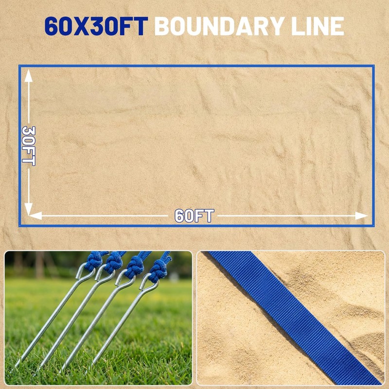 Outdoor Portable Volleyball Net Set with Anti-Sag Winch System