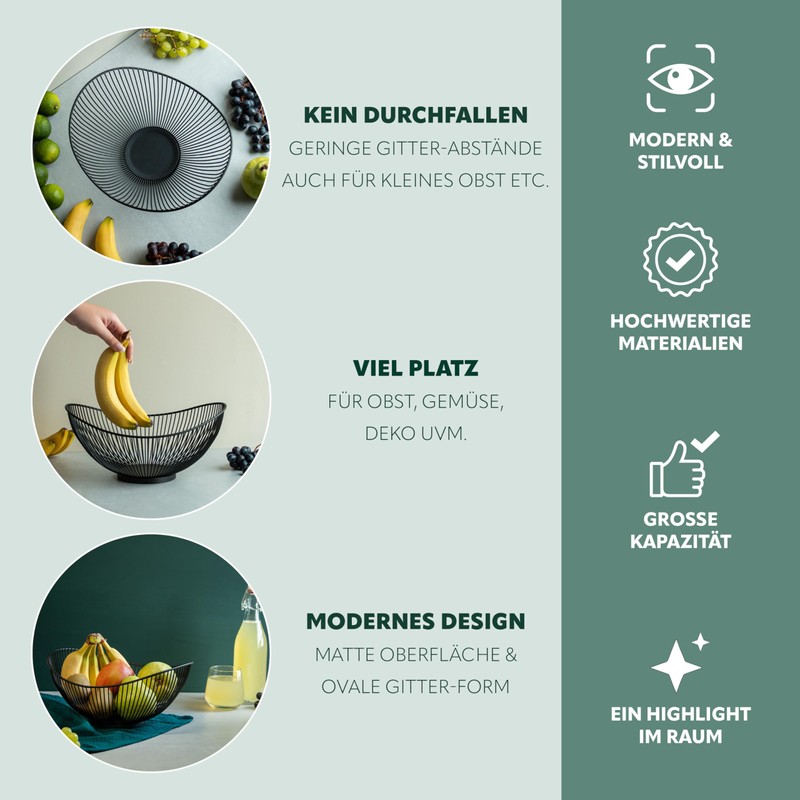 bremermann Fruit Bowl, Fruit Basket, Wire Basket, Oval Diameter Approx.