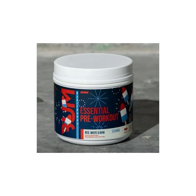 Raw Essential Pre-workout Powder (RED,WHIT N BUM)