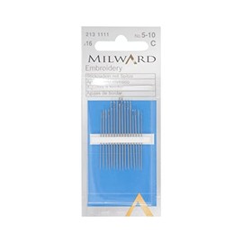 Milward Embroidery/Crewel Hand Sewing Needles, Silver, Nos.5-10