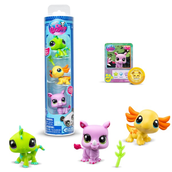 Littlest Pet Shop Bandai Pet Trio Tube Wild Vibes, Each Pet Trio Tube Contains 3 LPS Mini Pet Toys 1 Accessory 1 Collector Card And 1 Virtual Code, Collectable Toys For Girls And Boys
