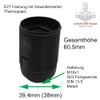 Socket E27 Black with Threaded Sheath and Cap Fine Thread
