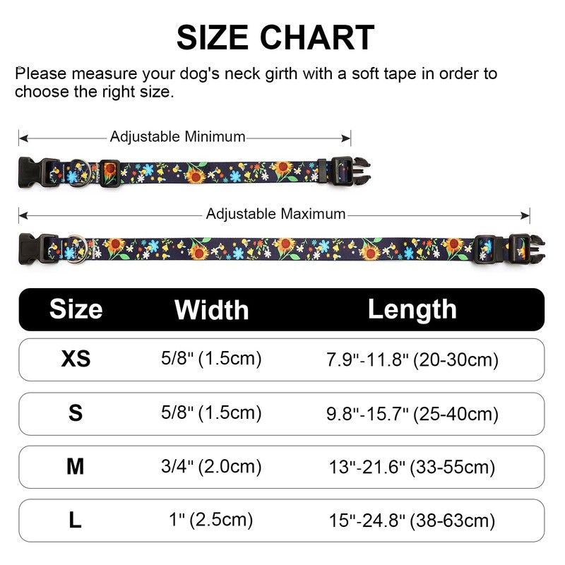 Mercano Adjustable Dog Collar - Special Design Patterns, Soft Nylon