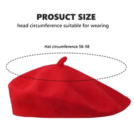 Makoto Nobu Beret, French Classic Beret Women's Wool, Vintage Artist Hat, One Size for Spring, Summer, Autumn, Winter (Red)