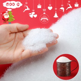 Christmas Fake Snow for Crafts Glitter Fake Snow Village Fake Snow Powder Decoration Artificial Plastic Snow Powder Christmas Tree Decorations Village Winter Displays Supplies(500 g,White)