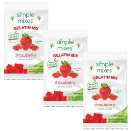 Simple Mixes Natural Gelatin Dessert, Strawberry - Healthy, Lactose, Fat & Gluten Free, Kosher, 3 Pack