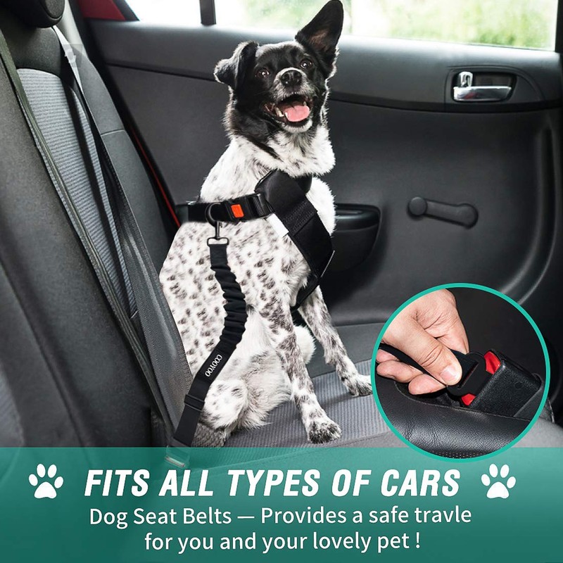 COOYOO Dog Seat Belt,3 Piece Set Retractable Dog Car Harness