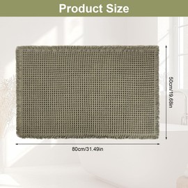 Gyism Olive Green 50 x 80 cm Waffle Bath Mat Non Slip, Super Absorbent Textured Bath Mat, Quick Dry Bathroom Rug Machine Washable Bath Matt for Bathroom Living Room (Olive Green)