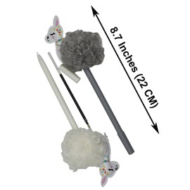 Maydahui Cute Alpaca Sheep Plush Animal Ballpoint Pen, Set of 6, Black Ink, 0.02 inch (0.5 mm), Stylish, Gel Ballpoint Pen, Cute, Stationery, Kids, Students, Gift