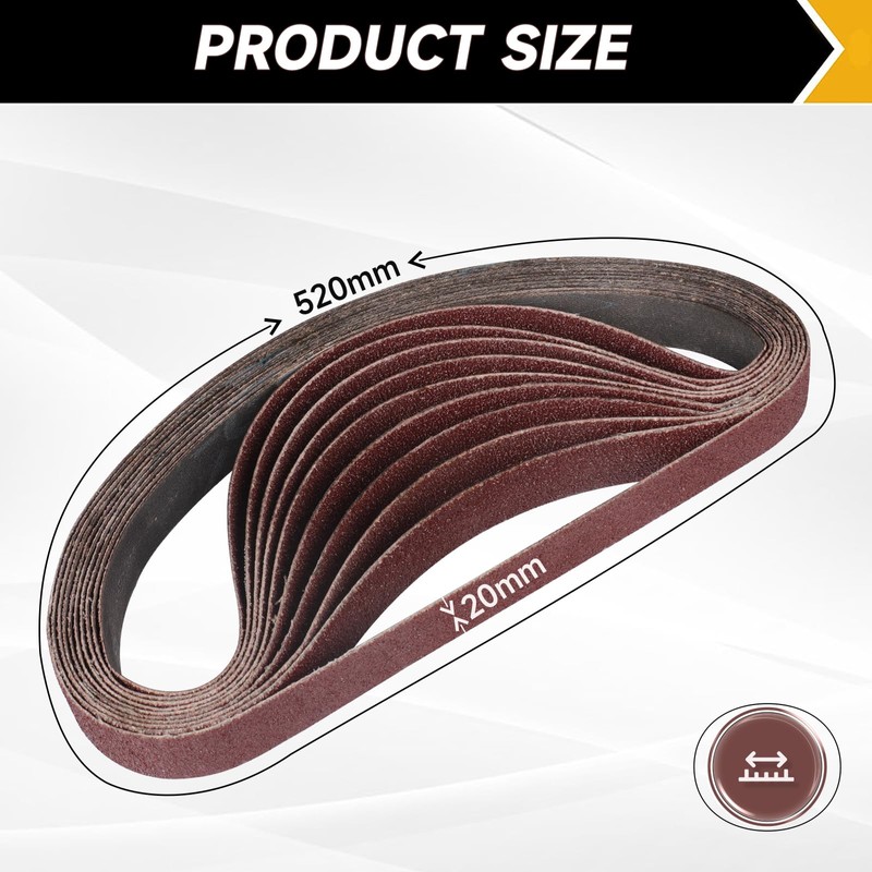 STEBRUAM 12PCS Sanding Belt 20 x 520 mm 240 Grit