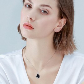 HPQQ Black Onyx Necklace for Women 925 Sterling Silver Teardrop Filigree Pendant Jewelry Mothers Day Gifts for Mom Her