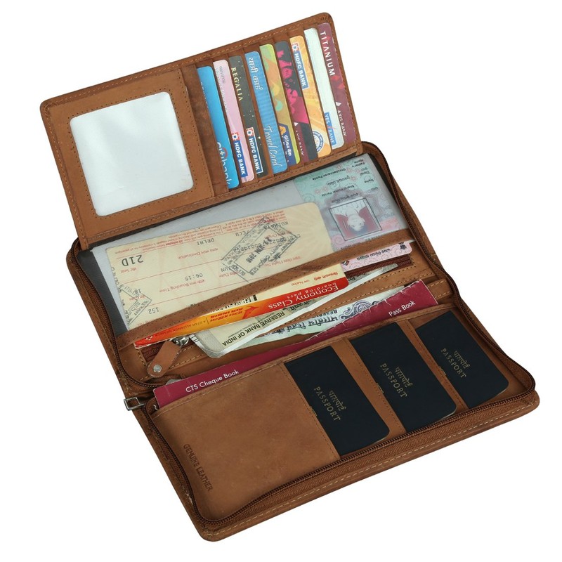 Style98 Unisex Leather Brown Passport Holder, Brown, M, Clutch