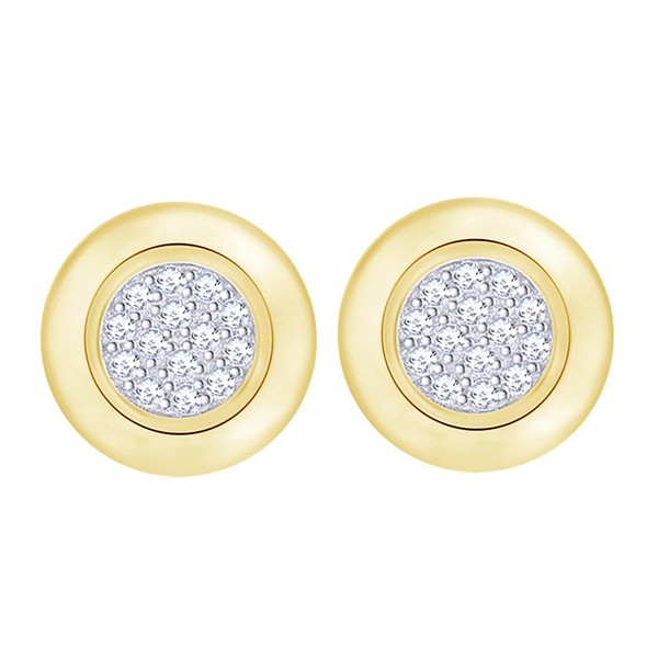 Wishrocks Round Cut White Cubic Zirconia Circle Disc Stud Earrings
