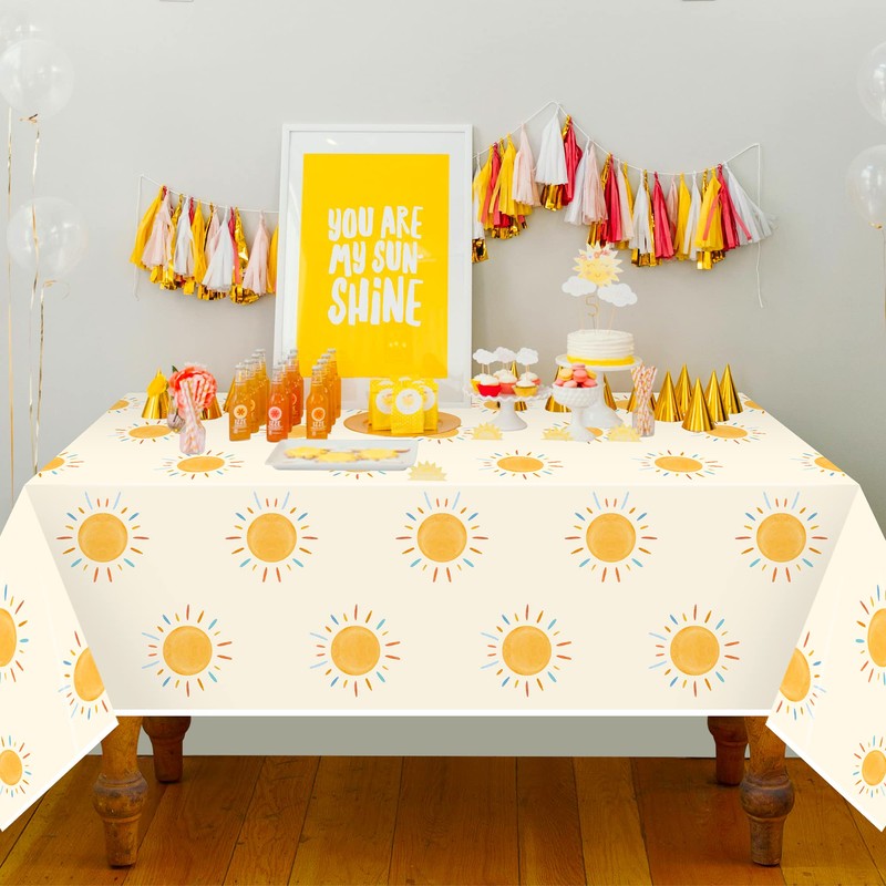 G1ngtar Here Comes The Son Party Tablecloths Retro Sunshine Boho