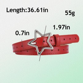 Y2k Vintage Waist Belt for Jean Dress Belts for Girls Red Adjustable Belt for Jeans Dress Belt for Girls Women Gothic Punk Rock Belt for Girls Goth Star Belt Y2k 2000s Accessories Star Buckle Belts