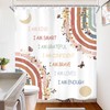Imirell Kids Boho Rainbow Floral Inspirational Quotes Shower Curtain 60Wx72H