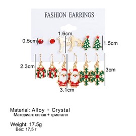 6 Pairs Christmas Earrings,Christmas Dangle Earrings, Christmas Earrings for Women Girls Cute Christmas Drop Dangle Earrings for Mum Daughter Sister Wife Friends Holiday