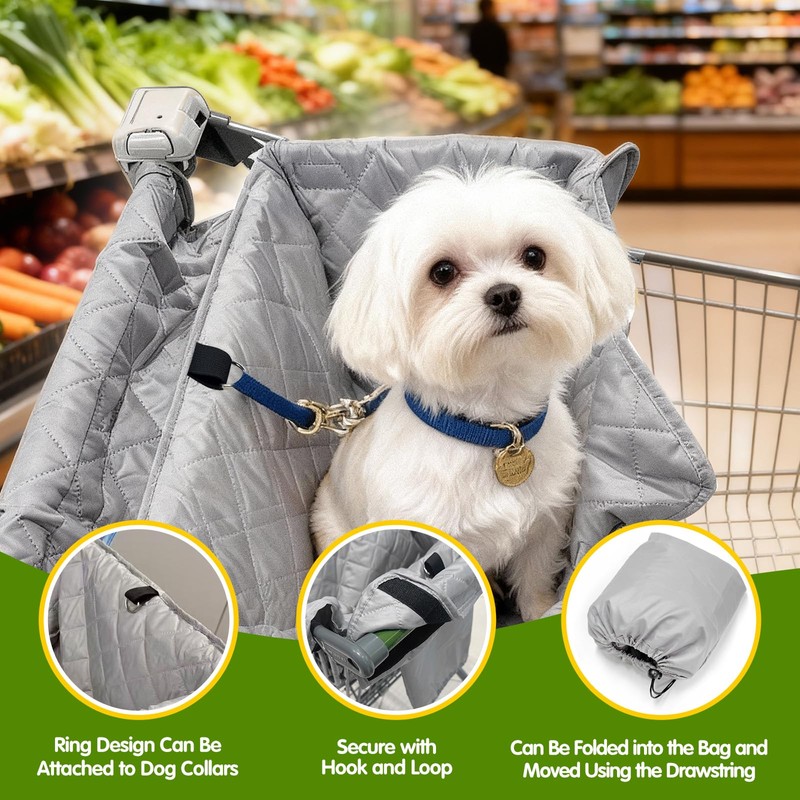 Wibeelee Portable Dogs Shopping Cart Cover Quilting Grocery Cart Cover